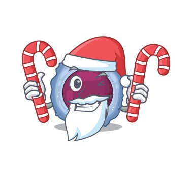 Noel Baba kostümlü ve şekerli lenfosit hücre karakteri