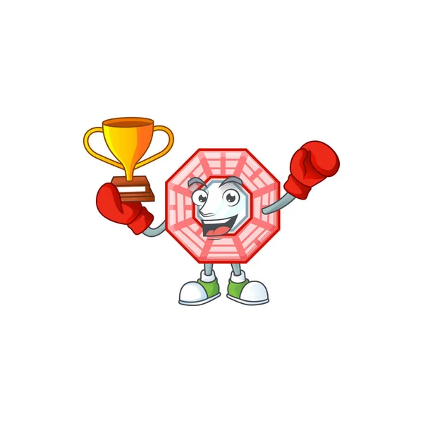 Fantastischer Boxsieger des chinesischen Square Feng Sui im Maskottchen-Cartoon-Stil — Stockvektor