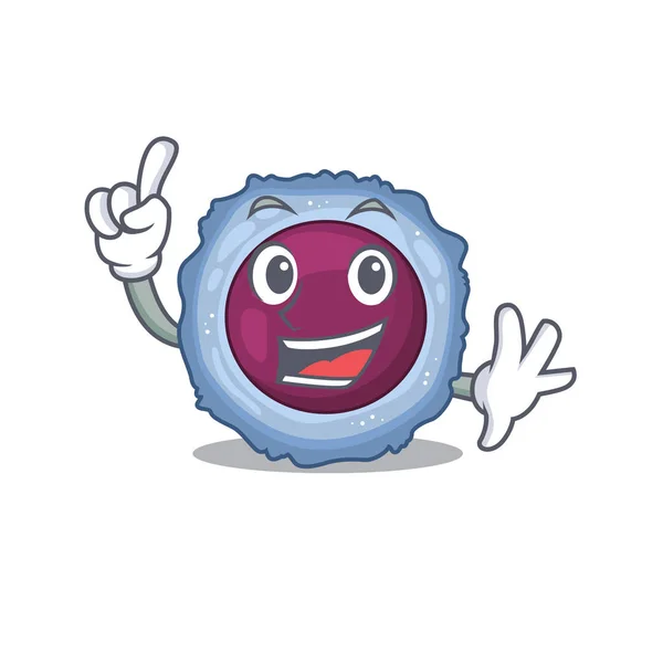 Jeden palec limfocyt komórka w stylu postaci z kreskówki maskotki — Wektor stockowy