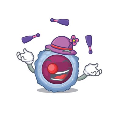 Akıllı lenfosit hücre çizgi film karakteri tasarımı Jonglörlük oynuyor