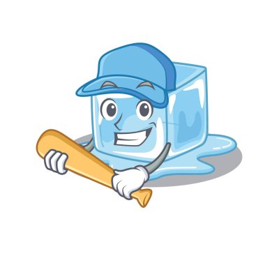 Beyzbolla birlikte sportif buz küpü karakter tasarımı