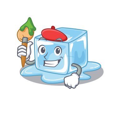 Buz küpü sanatçısının fırçalı çizgi film karakteri