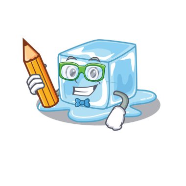 Kalem tutan öğrenci buz küpü karakteri