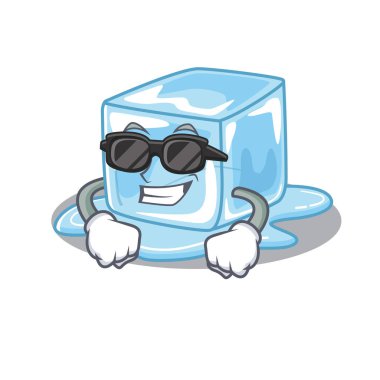 Super cool ice cube character wearing black glasses clipart