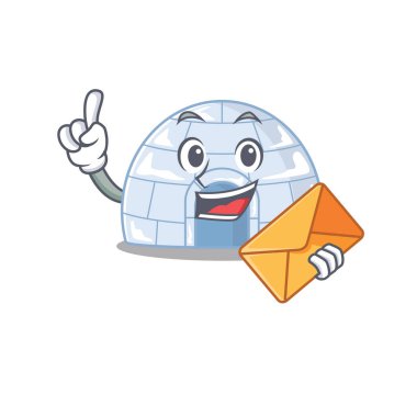 Zarfın içinde neşeli bir eskimo maskotu tasarımı var.