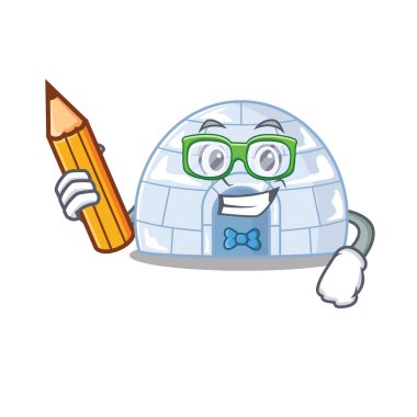 Kalem tutan bir öğrenci iglo karakteri resmi