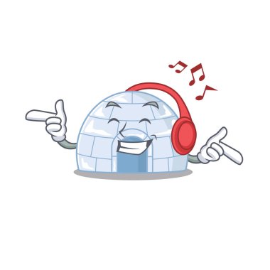 Dinleyen müzik igloo maskot karakter tasarımı