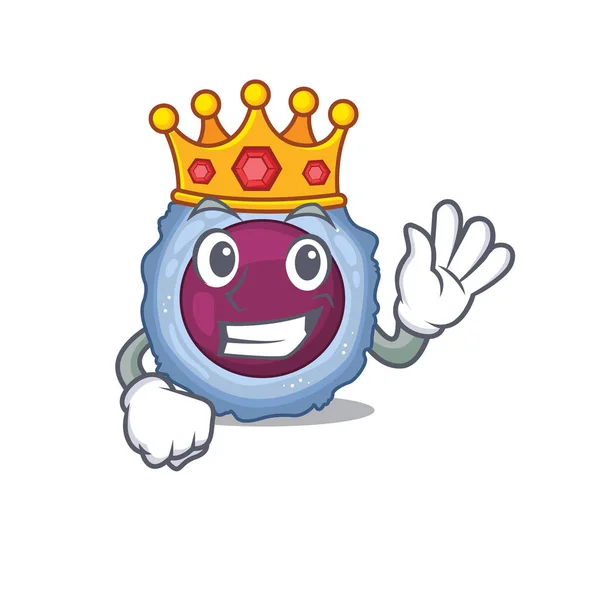 Un impresionante linfocito celular estilizado de rey en el estilo de la mascota de dibujos animados — Vector de stock