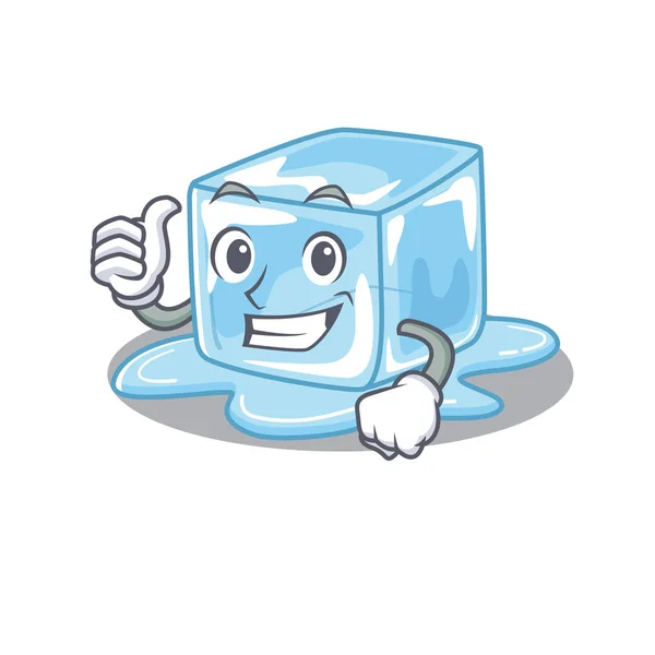 Cheerfully ice cube making Thumbs up gesture — Stock Vector