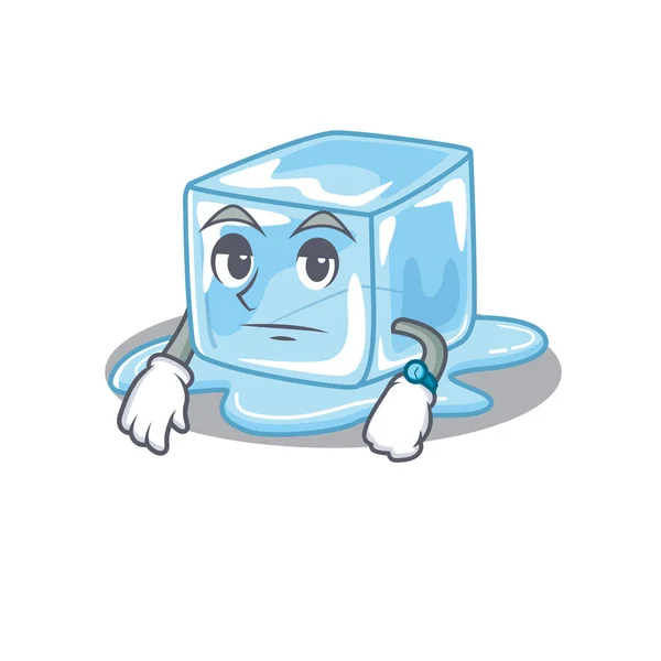 Disegno del personaggio dei cartoni animati del cubo di ghiaccio su un gesto di attesa — Vettoriale Stock