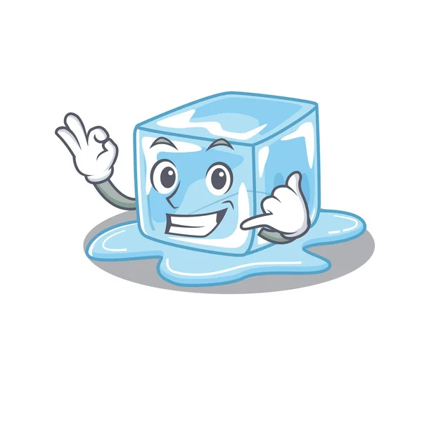 Call me funny ice cube mascot picture style — Stock Vector