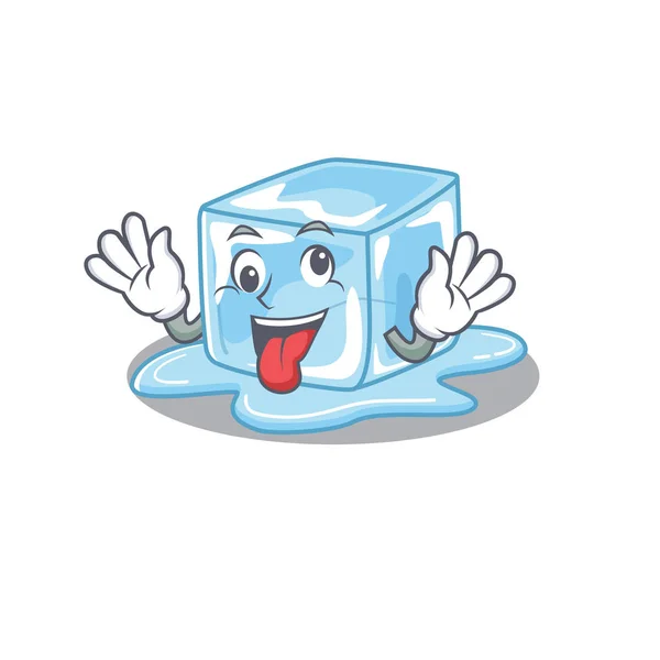 Cubo de gelo Estilo de personagem dos desenhos animados com um rosto louco —  Vetores de Stock