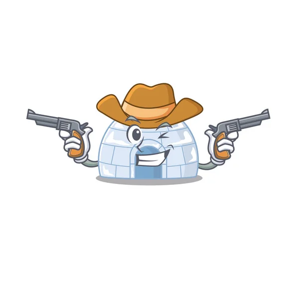 Igloo habillé en cow-boy armé — Image vectorielle