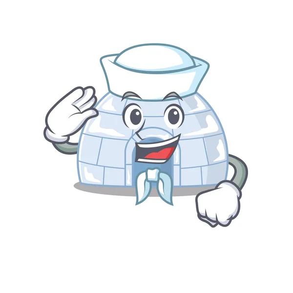 A mascot design of igloo Sailor wearing hat — Stock Vector