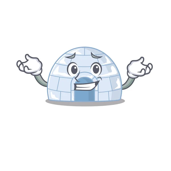 Super Funny Grinning igloo mascot cartoon style — ストックベクタ