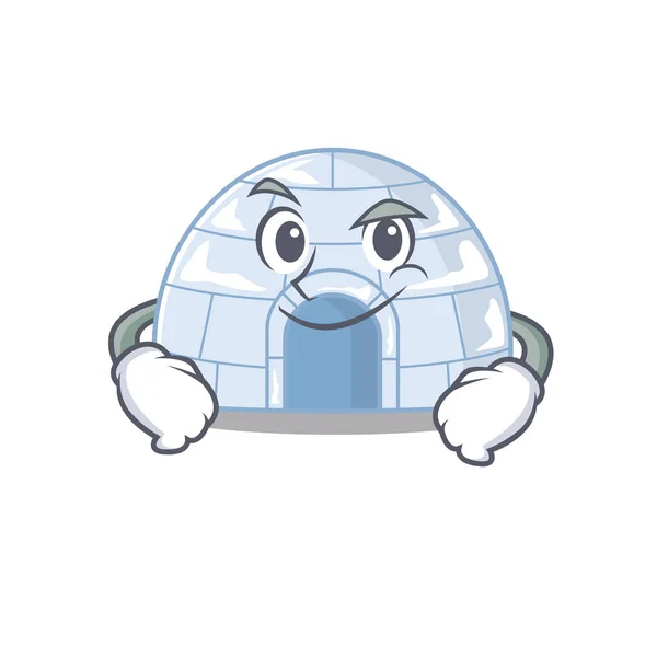 Raffreddare personaggio della mascotte igloo con volto mirking — Vettoriale Stock