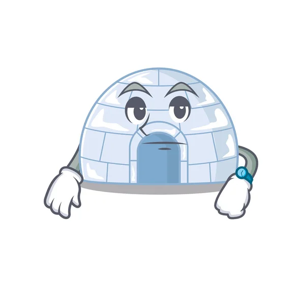 Cartoon character design of igloo on a waiting gesture — Stock Vector