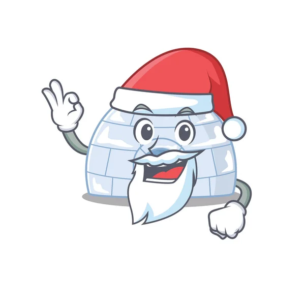 Een schilderstuk van Santa igloo mascotte schilderstuk trant met ok vinger — Stockvector