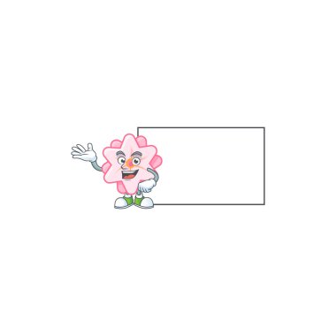 Beyaz tahta karikatür dizaynlı gülen Çin çiçeği.