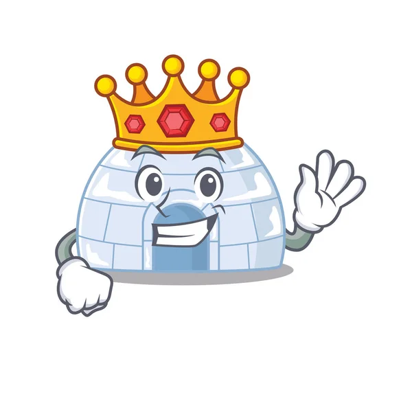 A stunning of igloo stylized of King on cartoon mascot style — Stock Vector