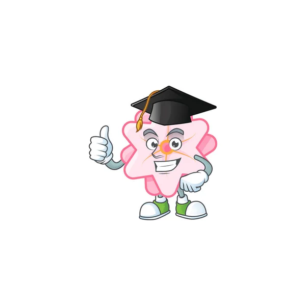 Feliz e orgulhoso da flor rosa chinesa usando um chapéu de graduação preto —  Vetores de Stock