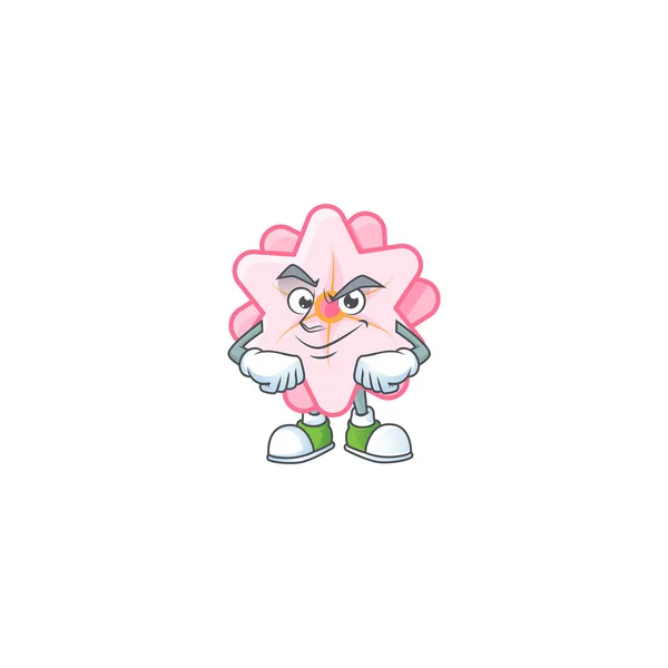Chinese pink flower mascot cartoon character style with Smirking face — 스톡 벡터