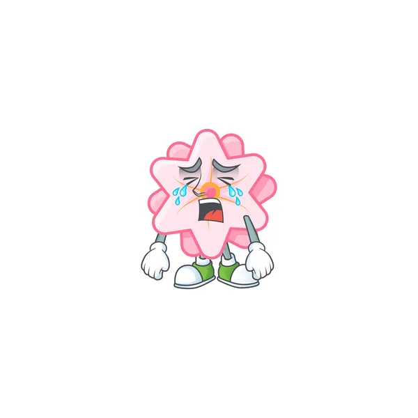Sad of chinese pink flower cartoon mascot style — 스톡 벡터