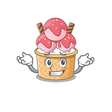 Süper komik sırıtan dondurma dondurma maskot çizgi film stili