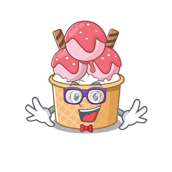 Personagem de desenho animado de Geek sorvete sundae design — Vetor de Stock