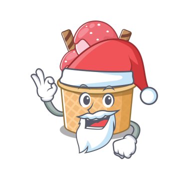 Dondurmalı Noel Baba 'nın resmi. Maskot tarzı, tamam parmaklı.