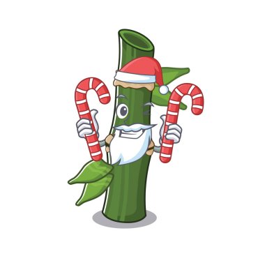 Noel Baba kostümlü, şekerli bambu çizgi film karakteri.