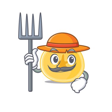 Neşeli Çiftçi Muz cipsleri Şapkalı ve aletli karikatür