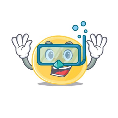 Dalgıç gözlüğü takan muz cipslerinin çizgi film karakteri