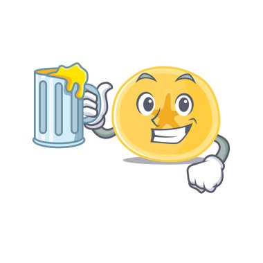 Büyük bardaklı mutlu muz cipsi maskotu tasarımı