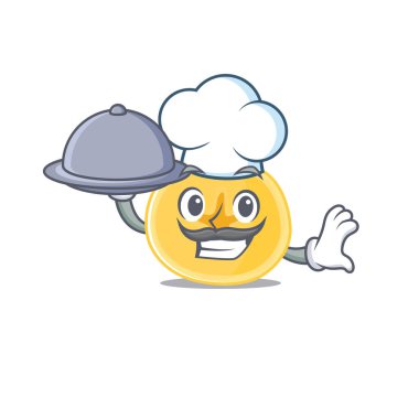 Bir şef olarak muz cipslerinin çizimi tepside yemek var.