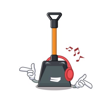 Müzik dinlemek kar küreği maskot karakter tasarımı