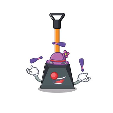 Akıllı kar küreği çizgi film karakteri tasarımı hokkabazlık oynuyor