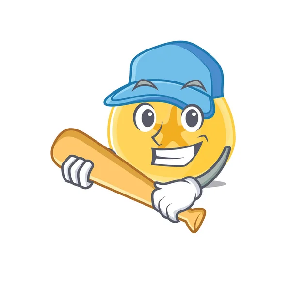 Sporty banana chips design de personagem de desenho animado com beisebol — Vetor de Stock