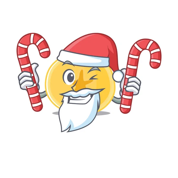 Banaan chips Cartoon karakter in Santa kostuum met snoep — Stockvector