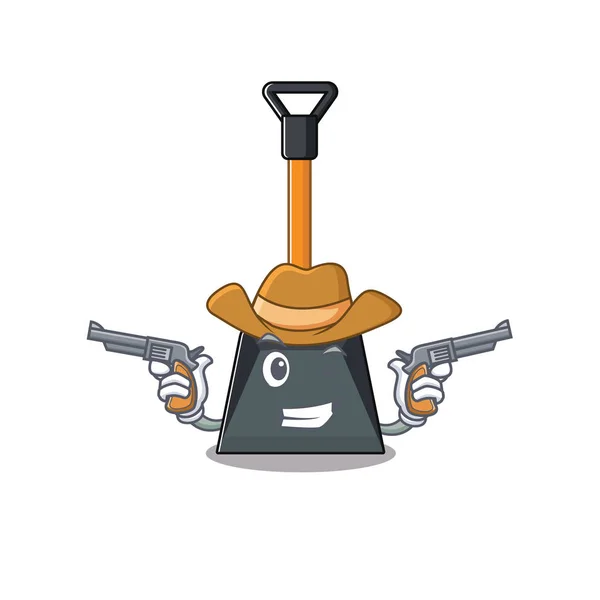 Snow shovel dressed as a Cowboy having guns — Stock Vector