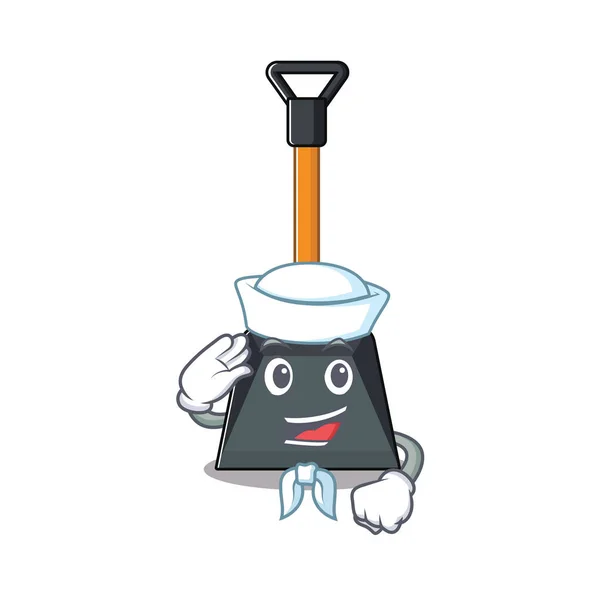 Un diseño de mascota de la pala de nieve marinero con sombrero — Vector de stock