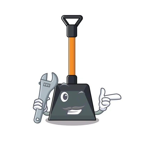 Smart Mechanic snow shovel cartoon character design — 스톡 벡터