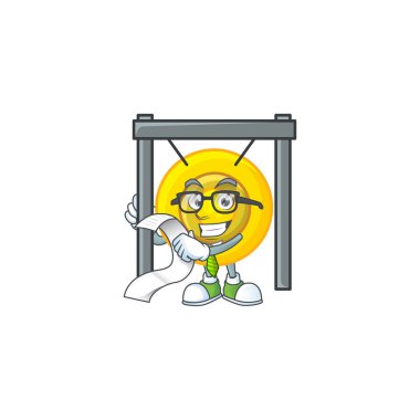 Menüsü olan komik bir Çin gongu karakteri.