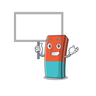 Silgi gibi şirin bir karikatür karakteri bir tahta getirir.