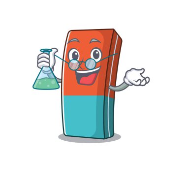 Cam tüplü akıllı Profesör Silgi karakteri