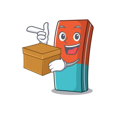 Sevimli silgi çizgi film karakterinin kutusu var.