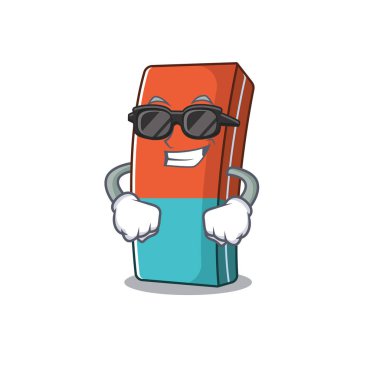 Süper havalı silgi karakteri siyah gözlük takıyor.