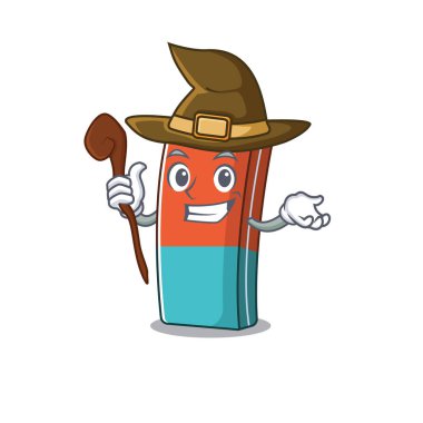 Cadı gibi giyinmiş maskot tarzı silgi.