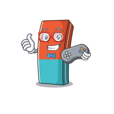 Maskot tarzında gülen oyuncu silgisi.