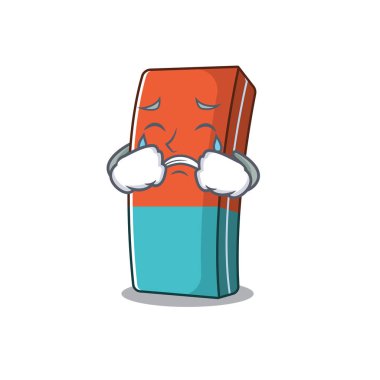 Maskot tarzında hüzünlü bir silgi karikatürü